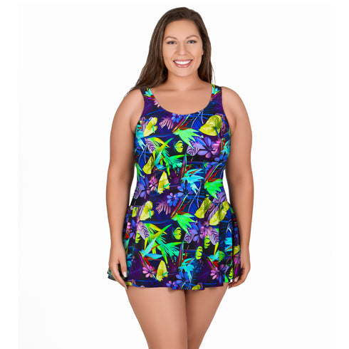 T.H.E. Women's Plus Size Swimdress - Tropical Dreams - Final Clearance - NO RETURNS